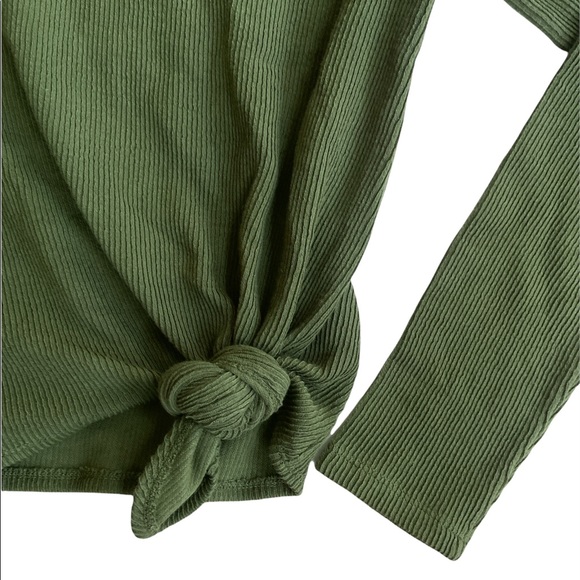 Madewell Texture & Thread Jacquard Knot-Front Top in Green Size Small NWT - Picture 4 of 8